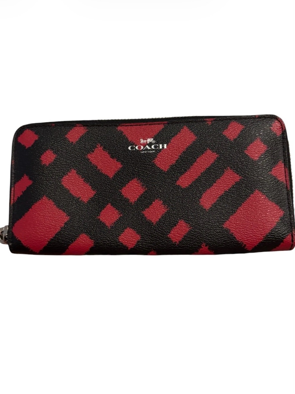Coach Black and Red Zip Around Card Holder